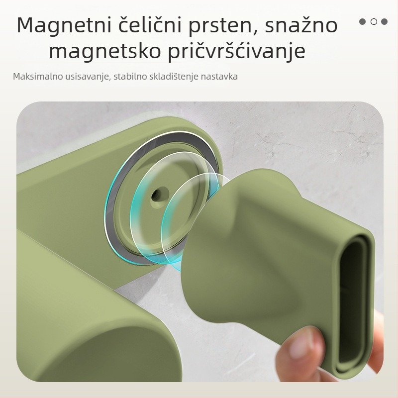 Zidni držač za sušilo za kosu Leifen Mini – bez bušenja, skriveni vijci, aluminij/plastika, za kupaonicu