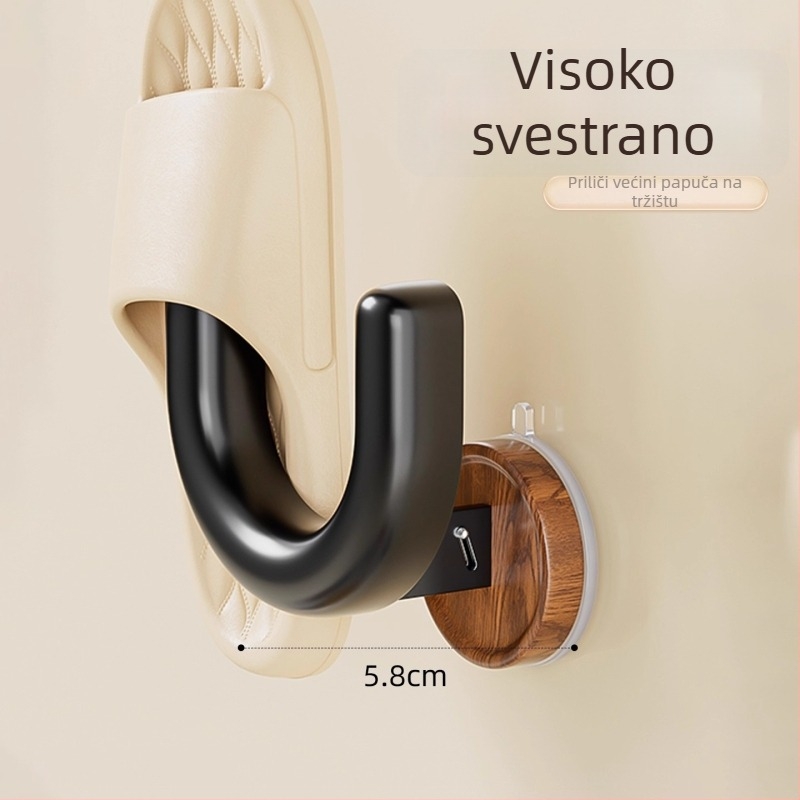 Drveni zidni stalak za cipele sa vakuumskim pričvršćivanjem, bez bušenja, 1 etaža