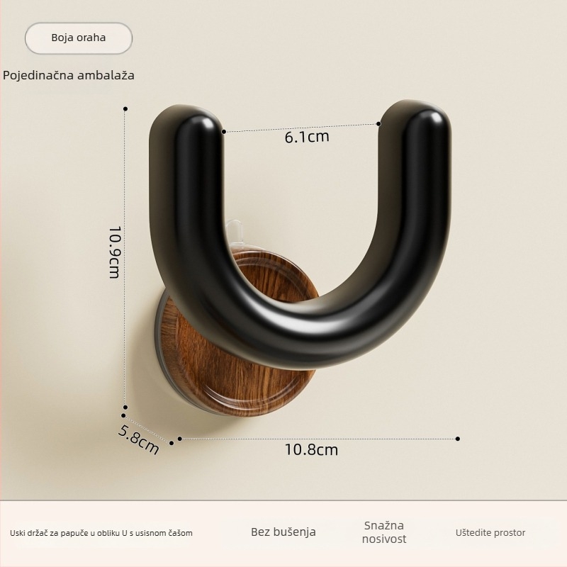 Drveni zidni stalak za cipele sa vakuumskim pričvršćivanjem, bez bušenja, 1 etaža