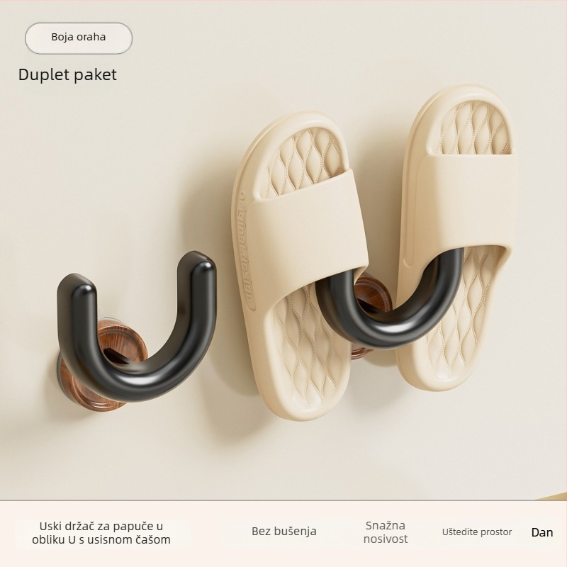 Drveni zidni stalak za cipele sa vakuumskim pričvršćivanjem, bez bušenja, 1 etaža