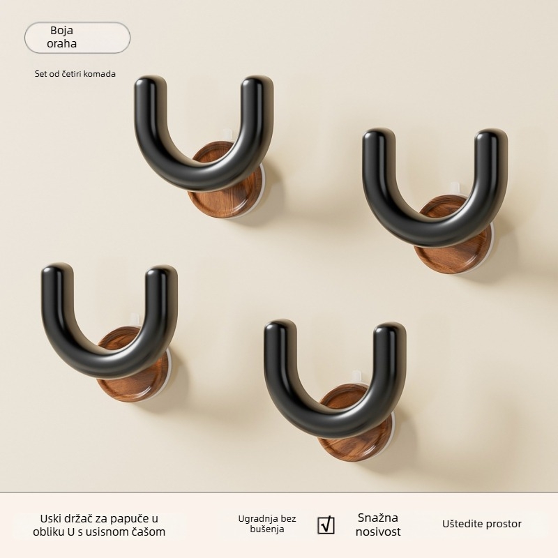 Drveni zidni stalak za cipele sa vakuumskim pričvršćivanjem, bez bušenja, 1 etaža