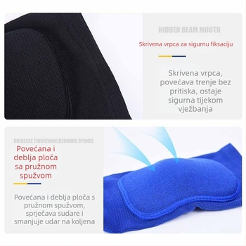 Kolenjski štitnici za ples i jogu s debelim spužvastim jastučićem, anti‑kolizijska zaštita za razne sportove (materijali: poliester, guma, elastinska vlakna)