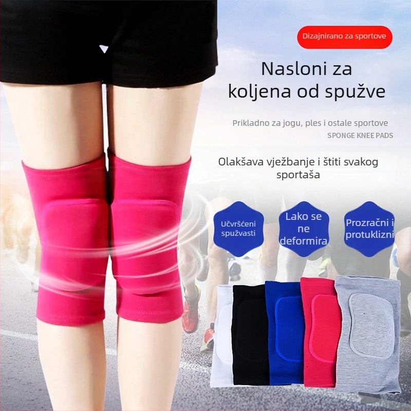 Kolenjski štitnici za ples i jogu s debelim spužvastim jastučićem, anti‑kolizijska zaštita za razne sportove (materijali: poliester, guma, elastinska vlakna)