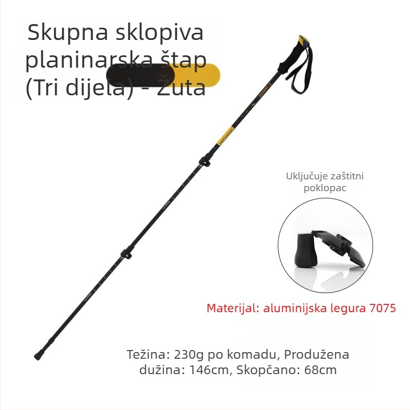 Planinski štap Hike Mount 8009 – ultra lagani aluminijski zlitina, vanjski zaključavajući mehanizam, težina 270 g