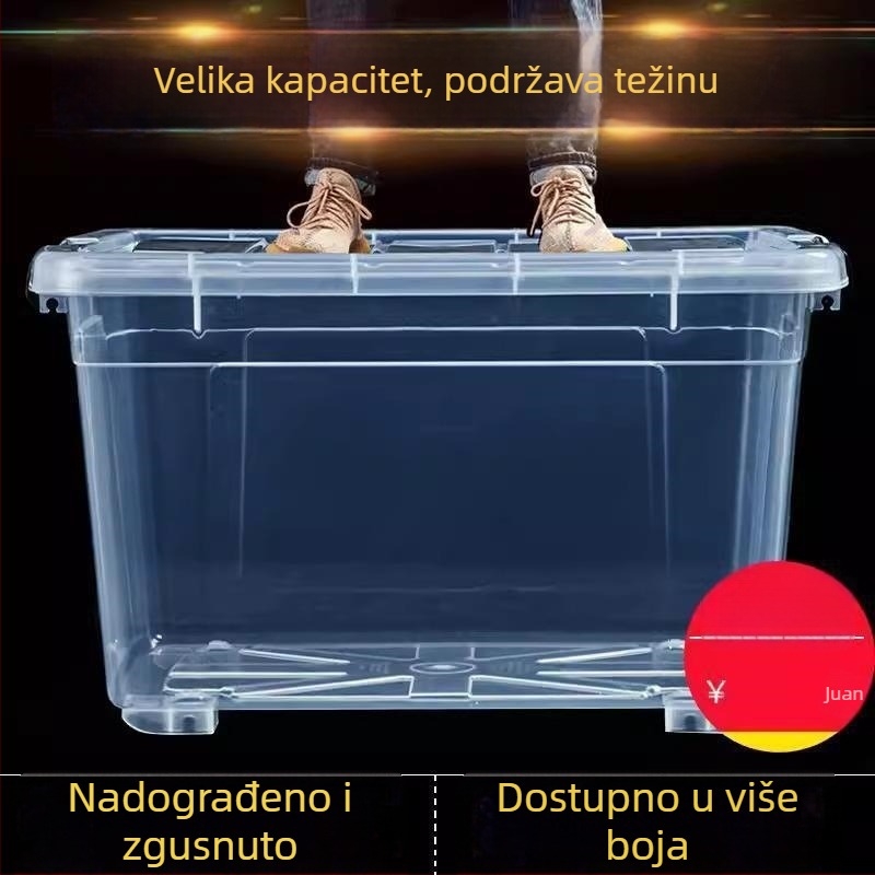 Prozirni plastični pravokutni spremnik za vodu s poklopcem, ručni držač, kapacitet 0–5 L