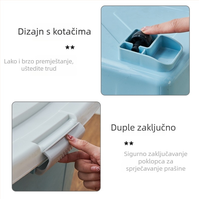 Prozirni plastični pravokutni spremnik za vodu s poklopcem, ručni držač, kapacitet 0–5 L