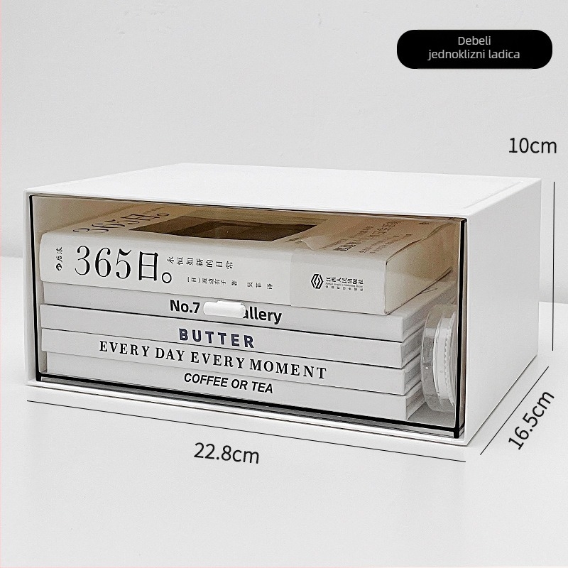 Stolna kutija za pohranu, model SND-8025, PS plast, otporna na prašinu, kapacitet 1 L