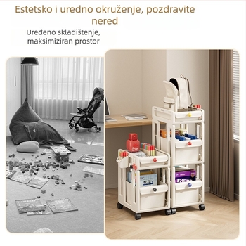 Prenosna kolica za pohranu s 3 sloja i ladicama, na kotačima, za dom i ured