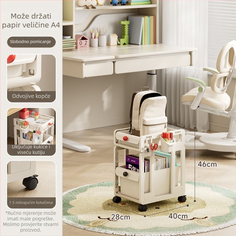 Prenosna kolica za pohranu s 3 sloja i ladicama, na kotačima, za dom i ured