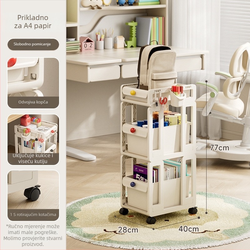 Prenosna kolica za pohranu s 3 sloja i ladicama, na kotačima, za dom i ured