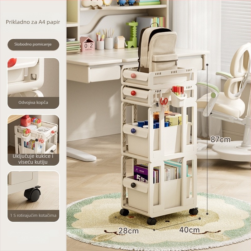 Prenosna kolica za pohranu s 3 sloja i ladicama, na kotačima, za dom i ured