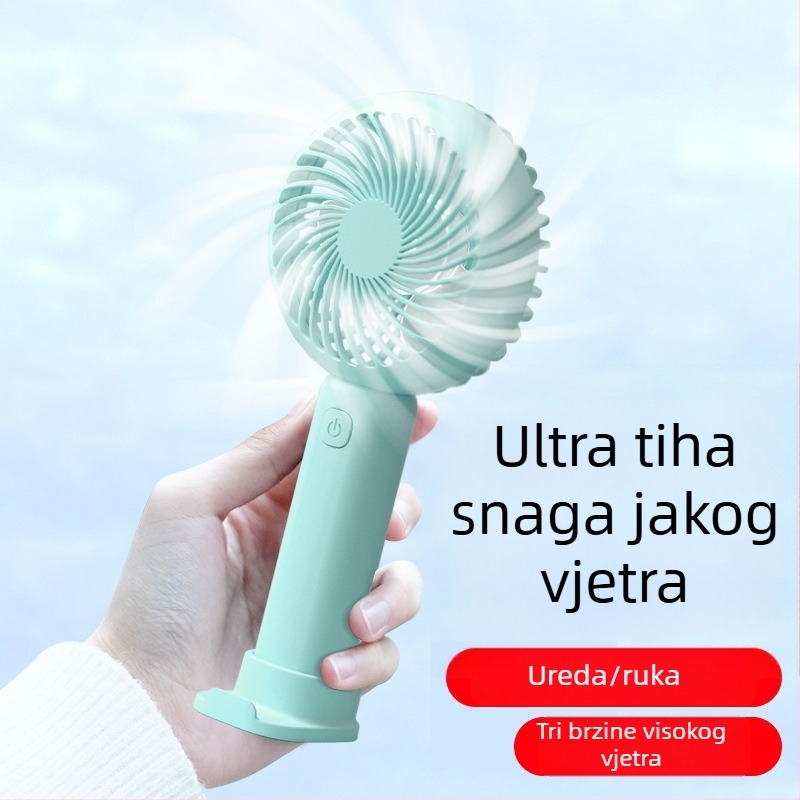 USB ručni mini ventilator F1mini — tih, 3 brzine, četkasti motor, izmjenjiva baterija 1000–1200 mAh