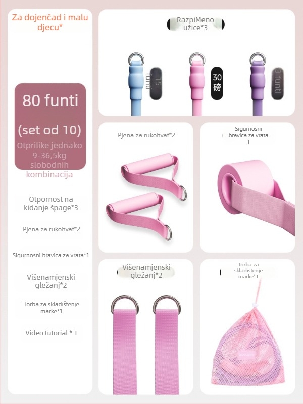 Set otpora elastičnih užeta za kućnu fitness — vježbanje ramena, leđa i nogu, materijal TPR, model AH0700R2609