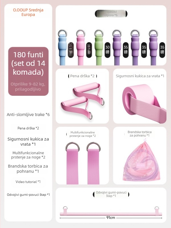 Set otpora elastičnih užeta za kućnu fitness — vježbanje ramena, leđa i nogu, materijal TPR, model AH0700R2609