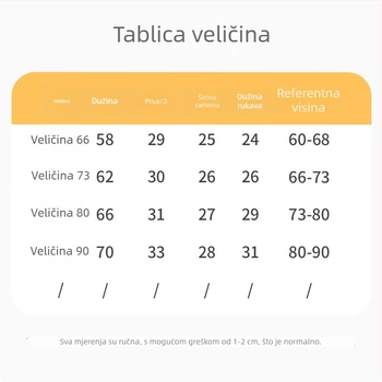 Dječji plazajući bodi – debeli najlonski vanjski sloj, pamučna podstava, dugi rukavi, diagonalan prednje zatvaranje gumbima, za zimu i jesen, unisex, novorođenče 0–12 mjeseci