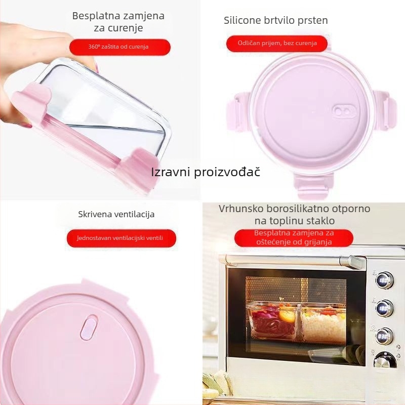 Okrugla staklena kutija za ručak s poklopcem – mikrovalna sigurnost, staklo borosilikatno, kapacitet 301–500 ml / 501–800 ml / 800–1000 ml