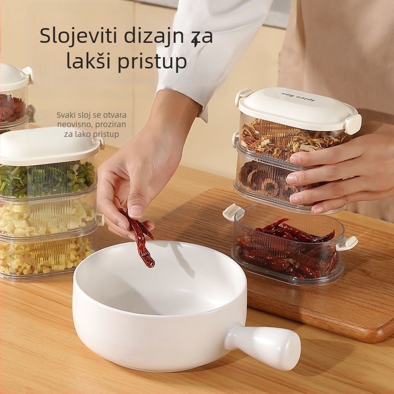 Kutija za začine - zatvoreni plastični spremnik, moderan minimalistički stil, model Seasoning Storage (SKU 32312)