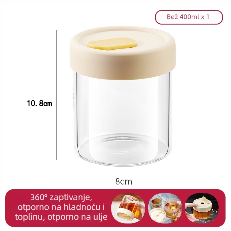 Cilindrična staklena kutija za pohranu juhe od borosilikatnog stakla visokog kvaliteta, s tiskanim logom i mogućnošću prilagodbe