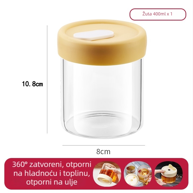 Cilindrična staklena kutija za pohranu juhe od borosilikatnog stakla visokog kvaliteta, s tiskanim logom i mogućnošću prilagodbe