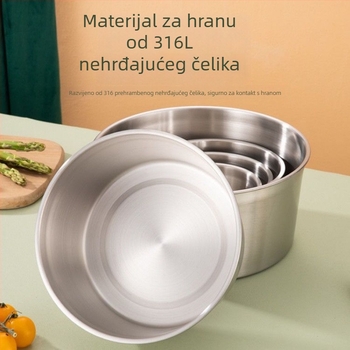 Kružna kutija za ručak od 316 nehrđajućeg čelika s poklopcem, čuva svježinu, kompatibilno s mikrovalnom, kapacitet ispod 300 ml