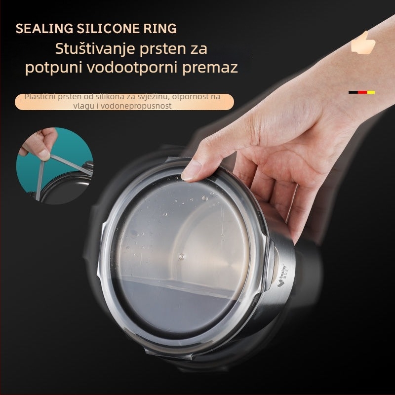 Kružna kutija za ručak od 316 nehrđajućeg čelika s poklopcem, čuva svježinu, kompatibilno s mikrovalnom, kapacitet ispod 300 ml