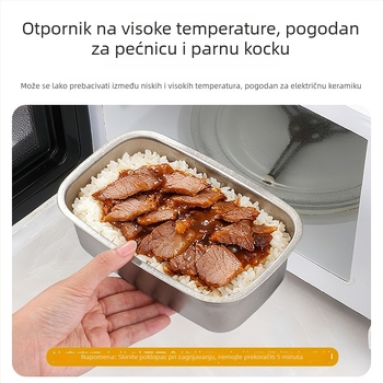 Kutija za obrok od čistog titanija, zapečaćena i vodonepropusna s poklopcem, pravokutnog oblika, pogodna za kućnu i vanjsku upotrebu, zamrziva