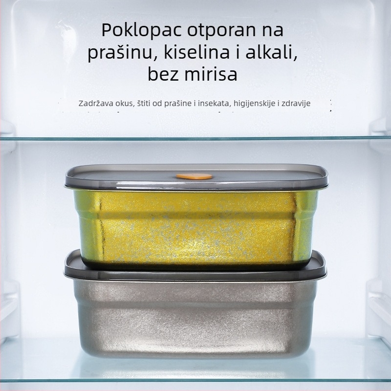 Kutija za obrok od čistog titanija, zapečaćena i vodonepropusna s poklopcem, pravokutnog oblika, pogodna za kućnu i vanjsku upotrebu, zamrziva