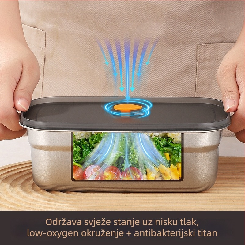 Kutija za obrok od čistog titanija, zapečaćena i vodonepropusna s poklopcem, pravokutnog oblika, pogodna za kućnu i vanjsku upotrebu, zamrziva