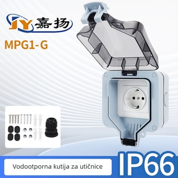 Vanjska IP66 vodootporna utičnica za zidnu montažu, industrijskog dizajna, jednopolna, europski, njemački standard