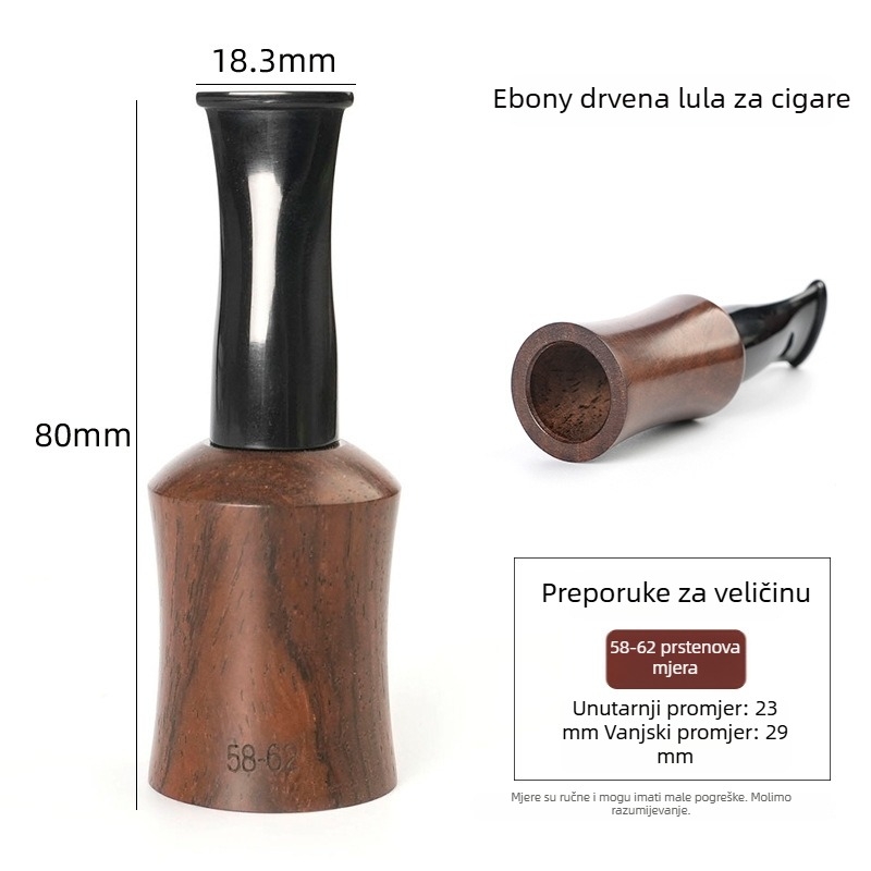 Mundšuk za cigare od ružino drveta i ebona, prilagodljiv, uz uputu, jednostavan stil