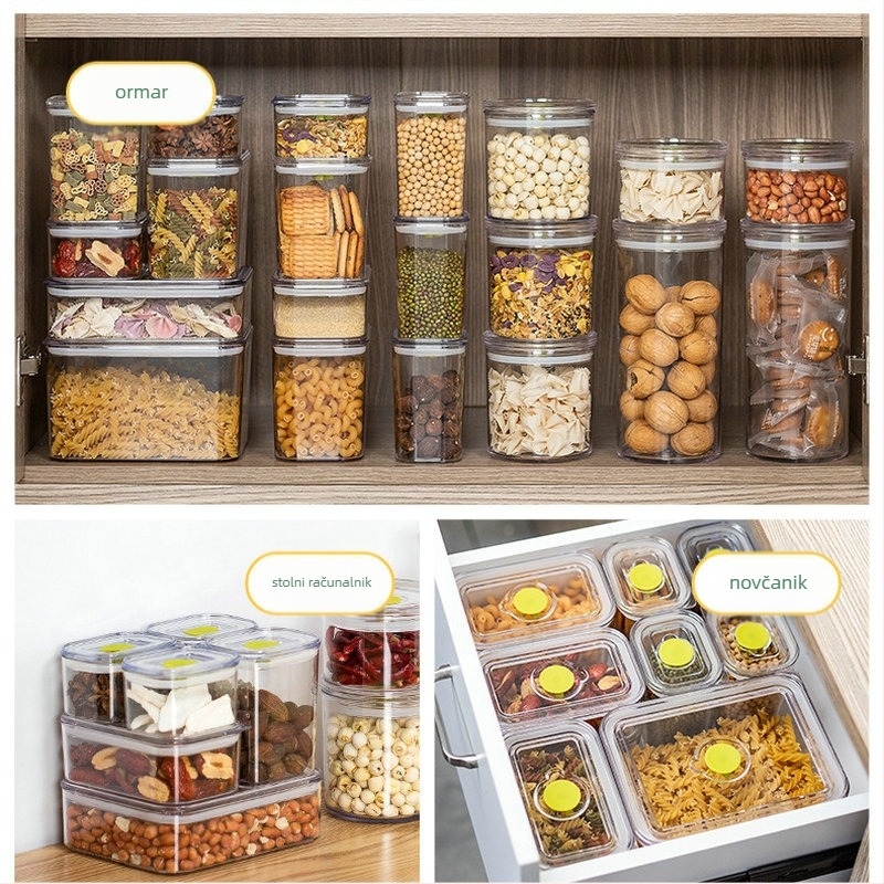 Kuhinjsku kutiju za skladištenje u frižideru – plastična, s čvrstim brtvom, za suho voće, povrće i žitarice