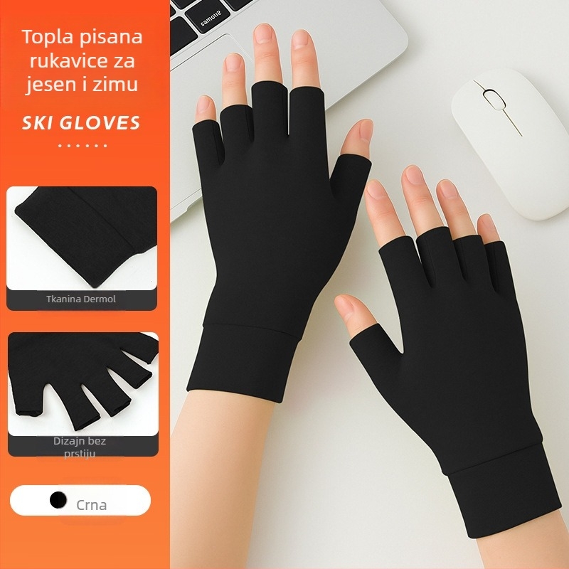 Flis rukavice za biciklizam, kratki prsti, srednja debljina, unisex, za sport i vožnju biciklom