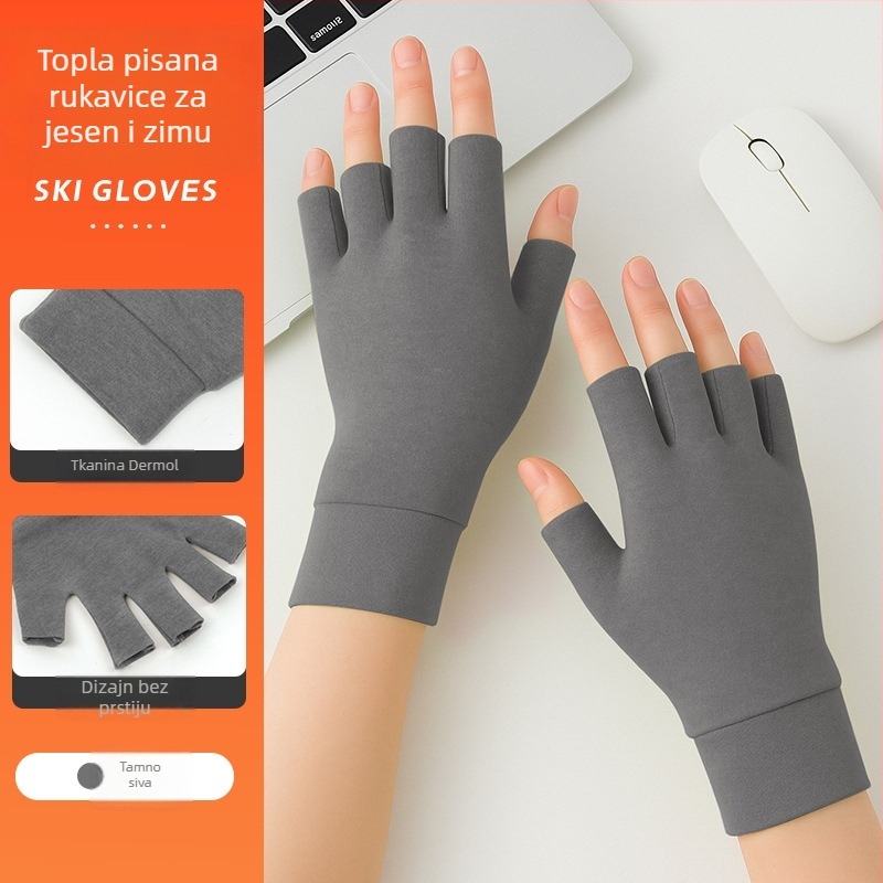 Flis rukavice za biciklizam, kratki prsti, srednja debljina, unisex, za sport i vožnju biciklom