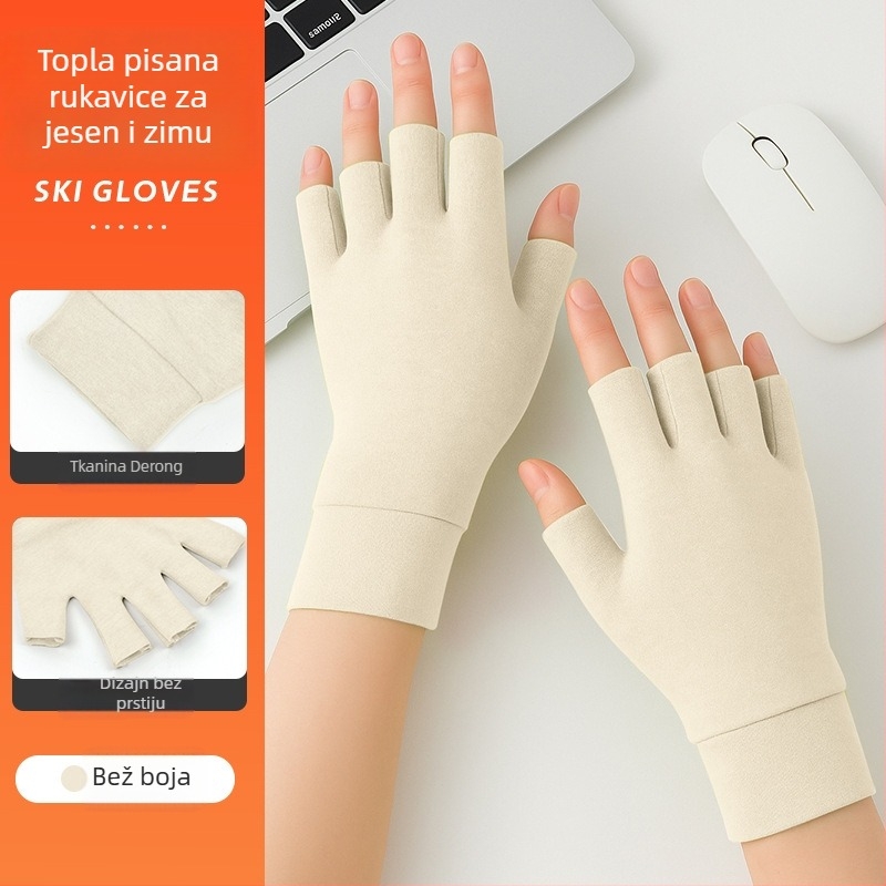 Flis rukavice za biciklizam, kratki prsti, srednja debljina, unisex, za sport i vožnju biciklom