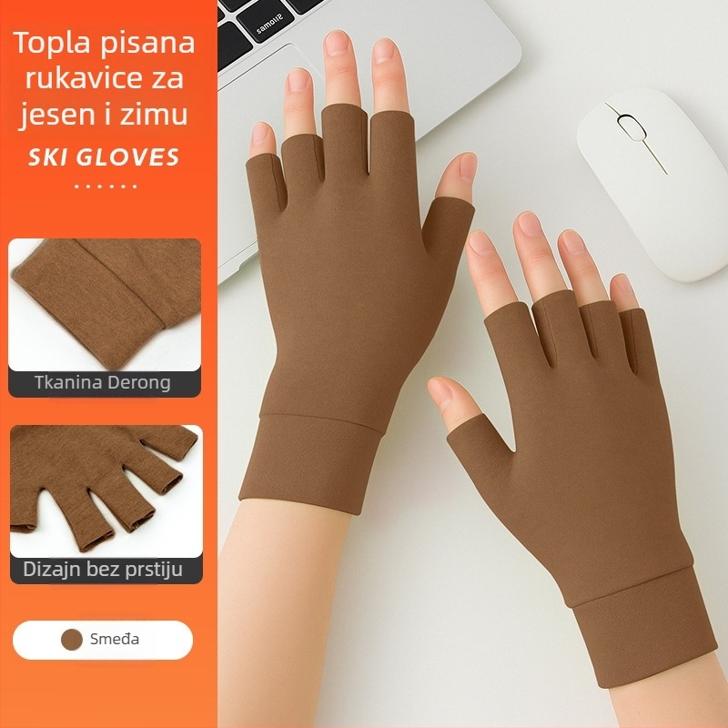 Flis rukavice za biciklizam, kratki prsti, srednja debljina, unisex, za sport i vožnju biciklom