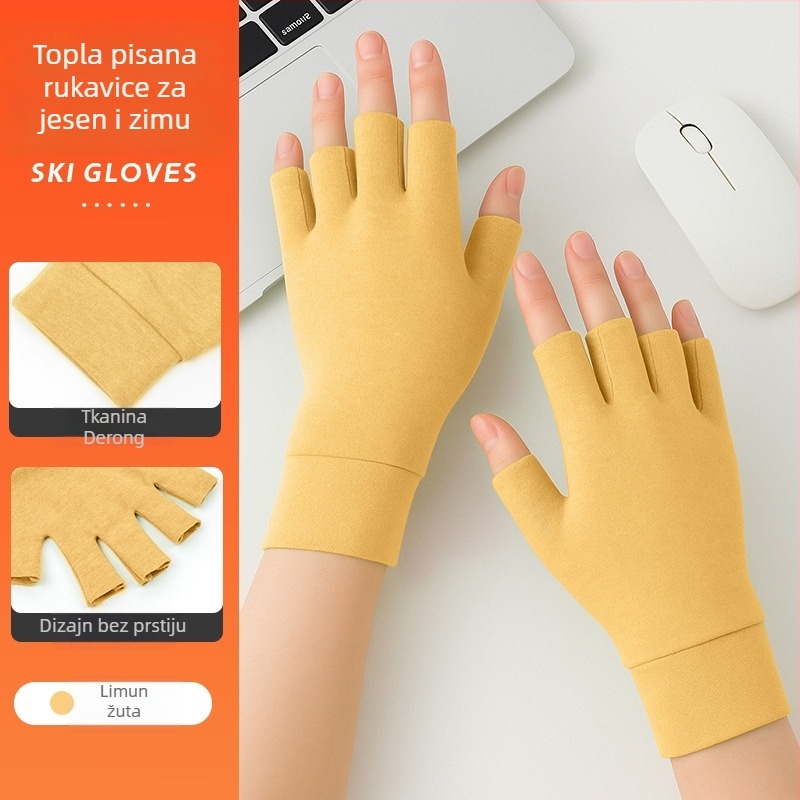 Flis rukavice za biciklizam, kratki prsti, srednja debljina, unisex, za sport i vožnju biciklom