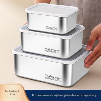 Kutija za hranu od 316 nerđajućeg čelika s poklopom – kvadratna, zapečaćena posuda za čuvanje hrane