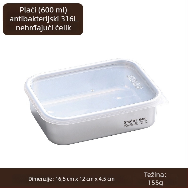 Kutija za hranu od 316 nerđajućeg čelika s poklopom – kvadratna, zapečaćena posuda za čuvanje hrane