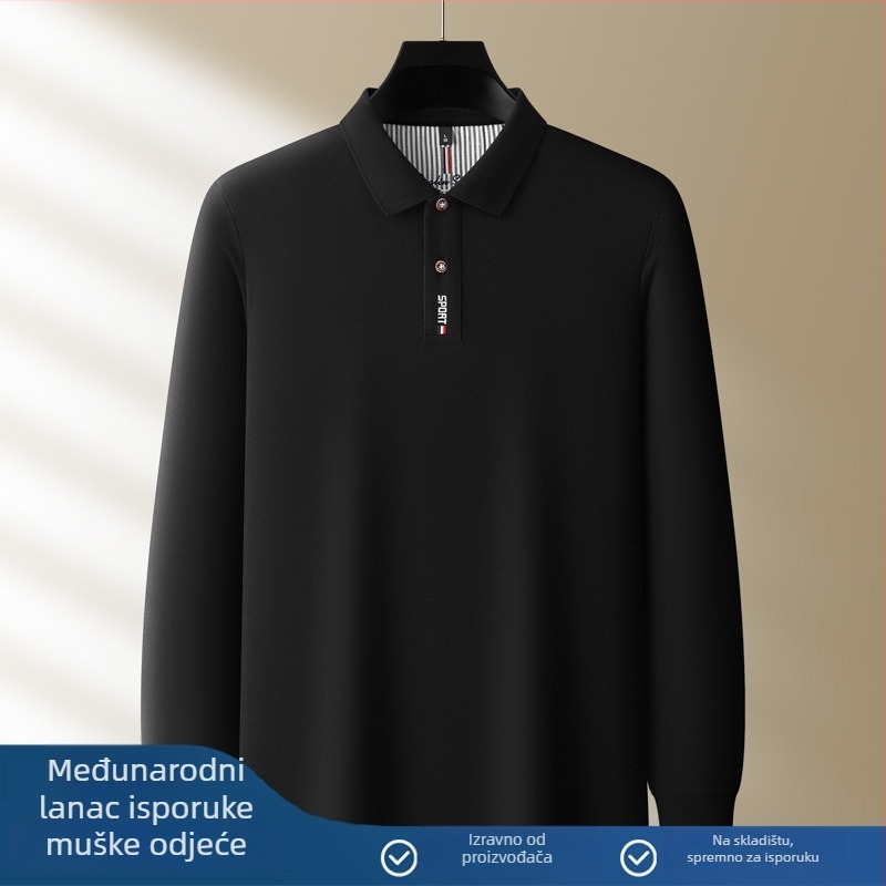 Polo majica s dugim rukavima, 100% pamuk, regularni kroj, s vezenjem, zimska sezona