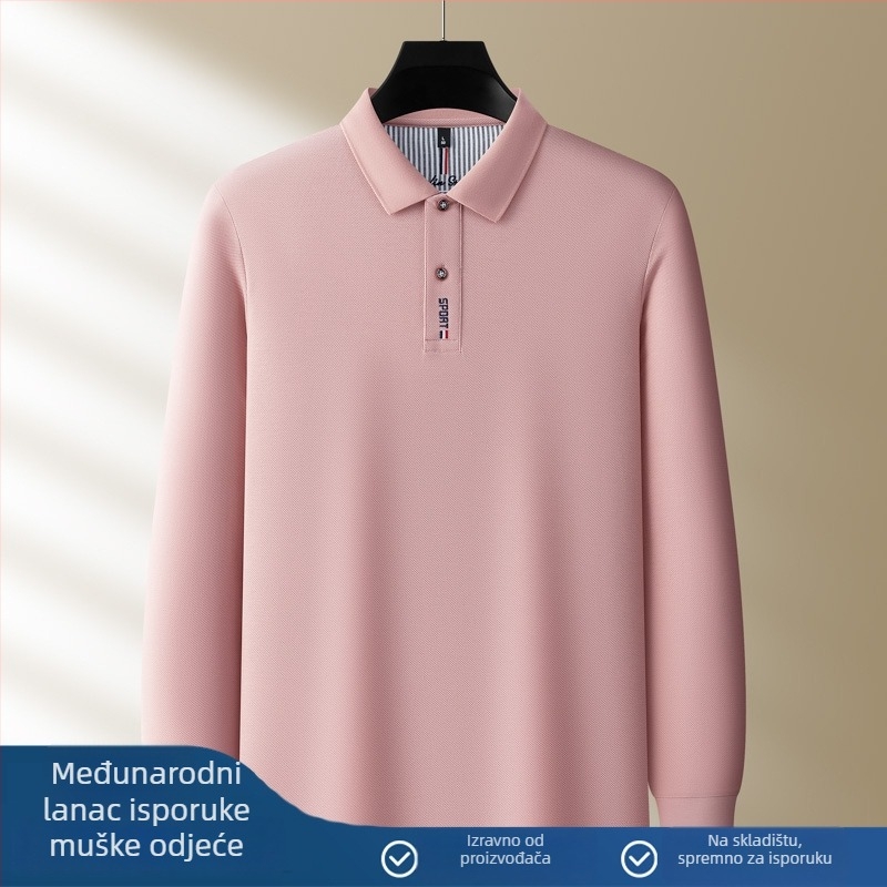 Polo majica s dugim rukavima, 100% pamuk, regularni kroj, s vezenjem, zimska sezona