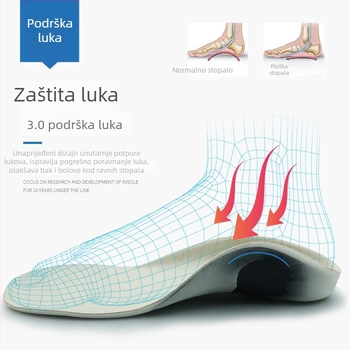 Dječji ortopedski ulošak za cipele s PU nubukom i podrškom luka, upija znoj i prozračan, cijeli ulošak, model XD-632