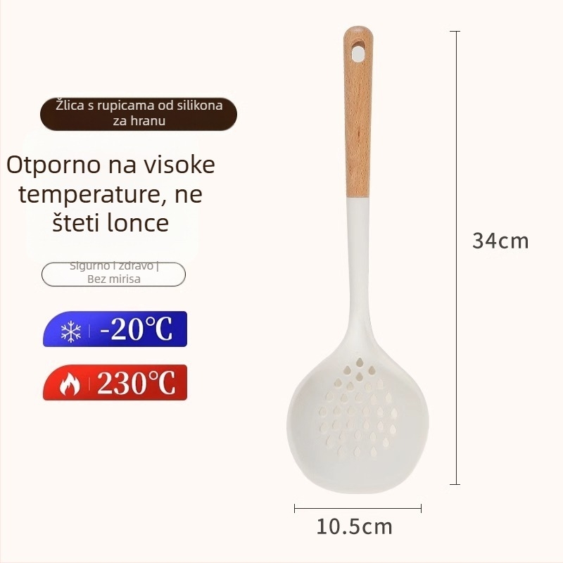 Set silikonskih spatula s drvenom drškom, otporan na visoke temperature, ne lijepi se