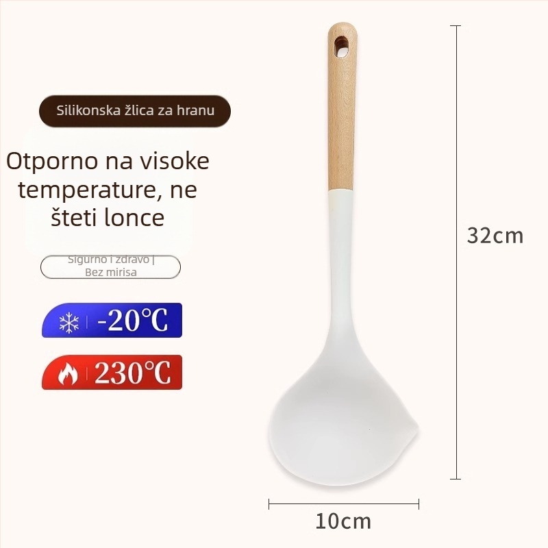 Set silikonskih spatula s drvenom drškom, otporan na visoke temperature, ne lijepi se