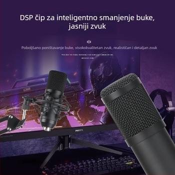 USB računalo kondenzatorski mikrofon BM700/BM800 za live streaming i igre, bežični, hiper-kardioidno snimanje, 20 Hz-20 kHz, SNR ≥85 dB, 1.5-5 V BM700/BM800