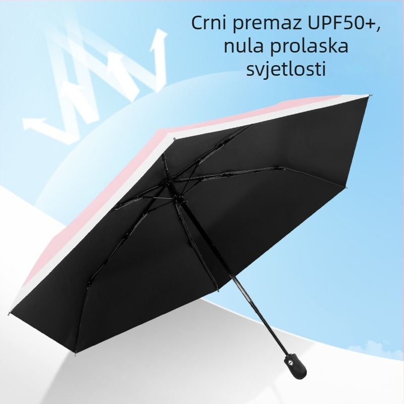 Ultra lagani sklopivi kišobran s automatskim otvorenjem, poluautomatskim zatvaranjem, okvir od legure sa 6 rebara, čelična osovina, 30D ultratanka lepljena tkanina
