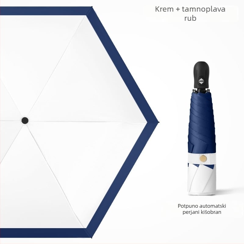Ultra lagani sklopivi kišobran s automatskim otvorenjem, poluautomatskim zatvaranjem, okvir od legure sa 6 rebara, čelična osovina, 30D ultratanka lepljena tkanina