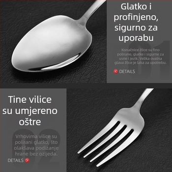 Set žlica od 304 nehrđajućeg čelika – moderni minimalistički stil, ogledni završetak, jednobojni uzorak
