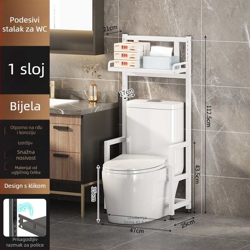 Longxia 0173-S012 3-etasni podni ormar za kupaonicu za WC i perilicu, nosivost 20 kg, završna obrada pečenim lakom