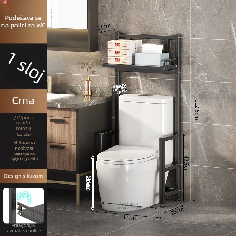 Longxia 0173-S012 3-etasni podni ormar za kupaonicu za WC i perilicu, nosivost 20 kg, završna obrada pečenim lakom