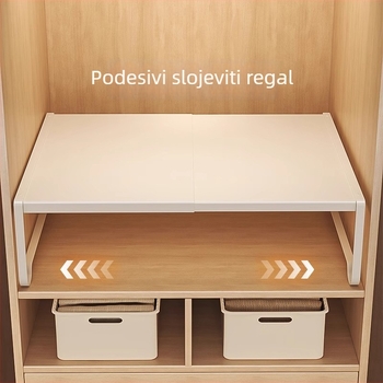 Ormar s podijeljenim policama za skladištenje, od karbonskog čelika, bez bušenja, moderni minimalistički stil, 1 sloj